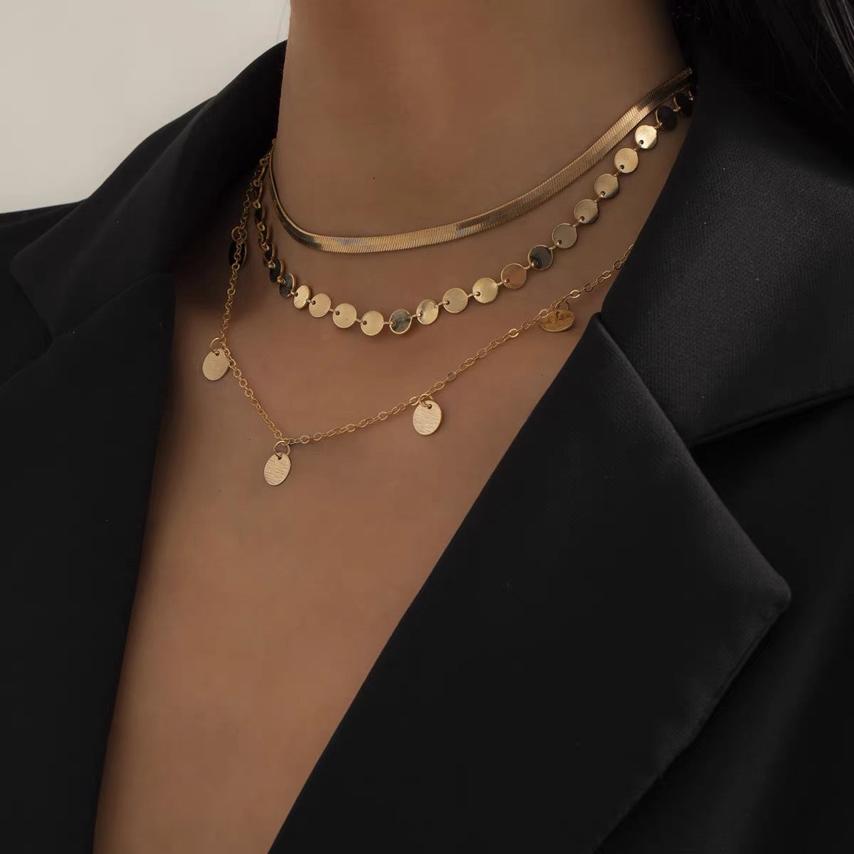 Simple Multi-layer Suit Necklace Metal Chain